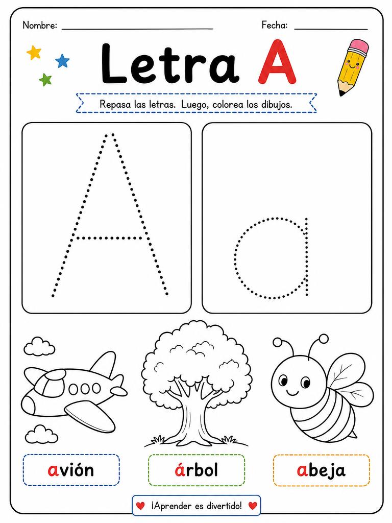 Página de amostra: traçado da Letra A